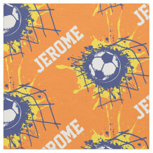 Fußballfußbalziel-Name-Orangengewebe Stoff