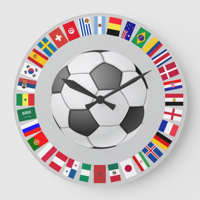 FUSSBALLFUSSER 2018 GROßE WANDUHR (Vorderseite)