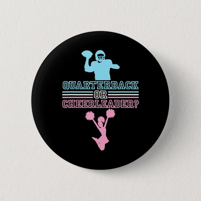 Fußballgeschlecht zeigt Quarterback oder Cheerlead Button (Vorderseite)