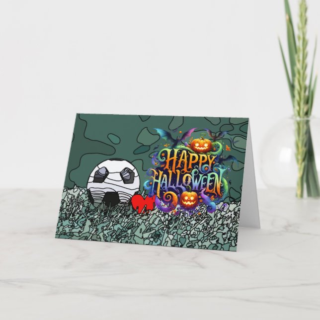 Fußballglückliches Halloween mit Kugeln Karte (Vorderseite)