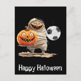 Fußballglückliches Halloween mit Kugeln Postkarte