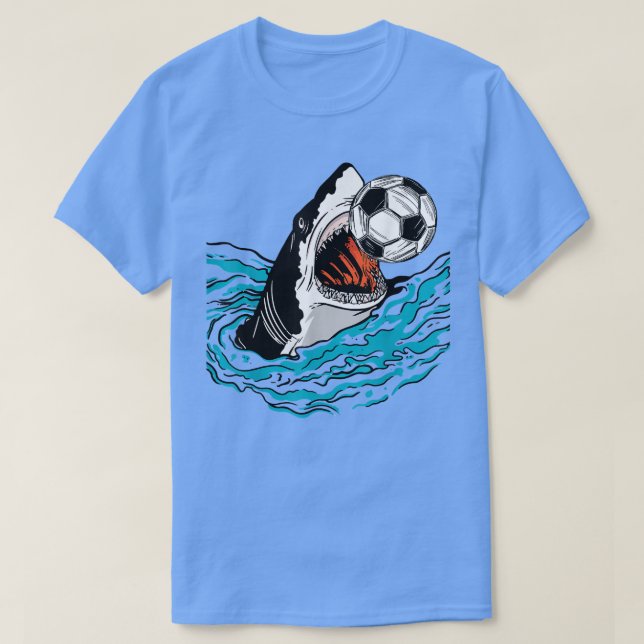 Fußballhai Coole Tiersportarten T-Shirt (Design vorne)