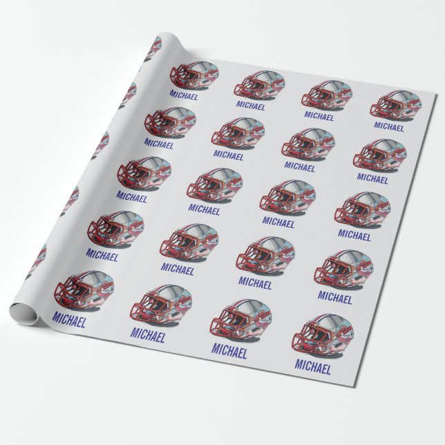Fußballhelm Pop Art Motivationsname Geschenkpapier (Ungerollt)