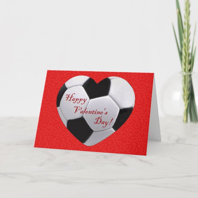 Fußballherz Happy Valentines Grußkarte Feiertagskarte (Vorderseite)