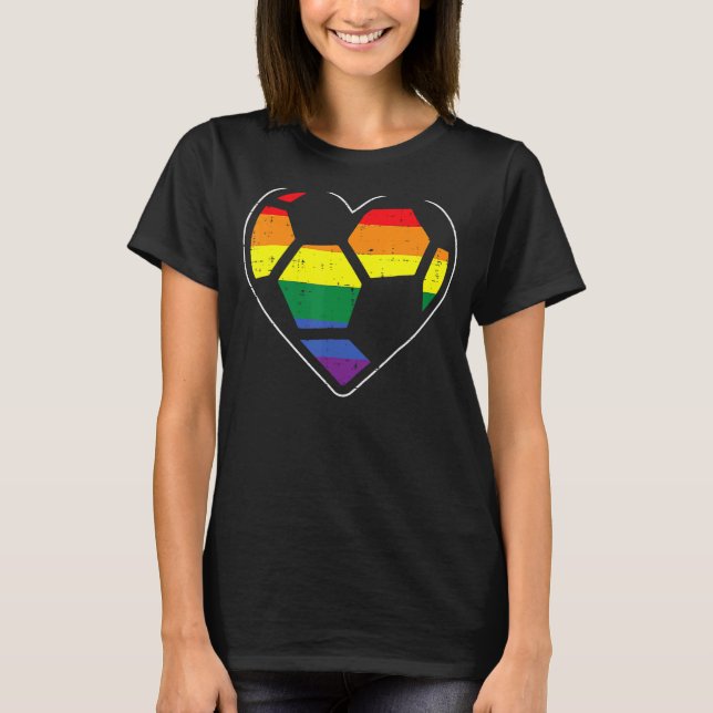 Fußballherz Sport Lgbtq Rainbow Gay Pride Alte Me T-Shirt (Vorderseite)