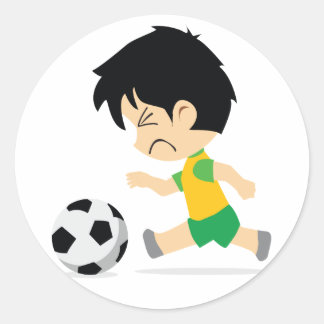 Fußballjunge Runder Aufkleber