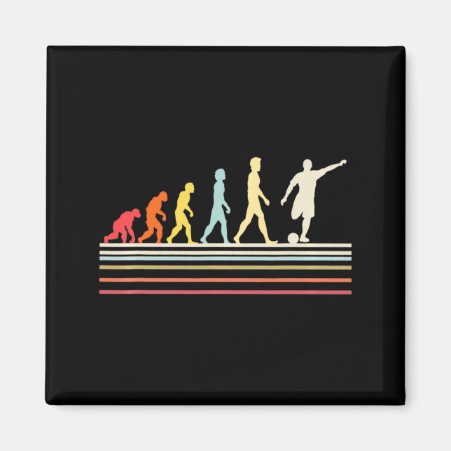 Fußballkick Menschliche Evolution Retro Vintage St Magnet (Vorne)