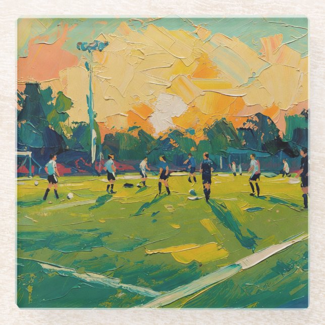 Fußballkunst (#2) glasuntersetzer (Vorderseite)