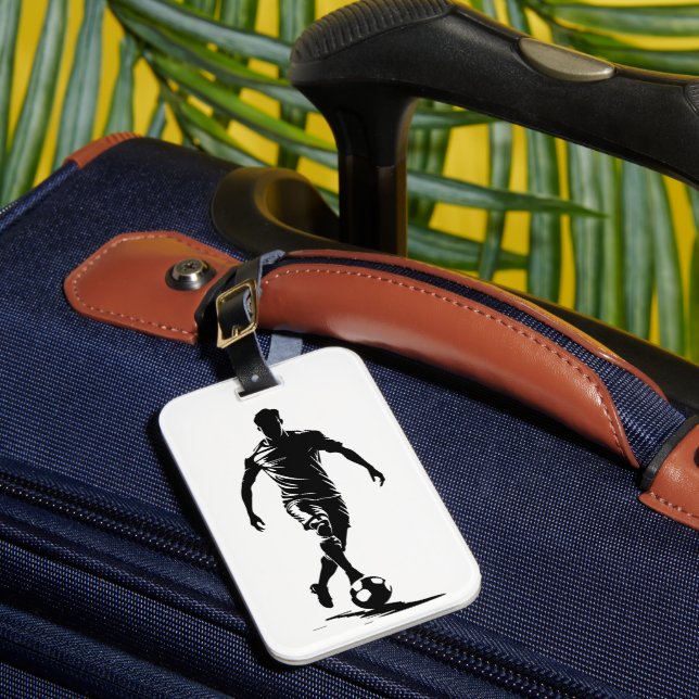 Fußballmann mit Balldesign. Gepäckanhänger (Vorderseite Insitu 1)