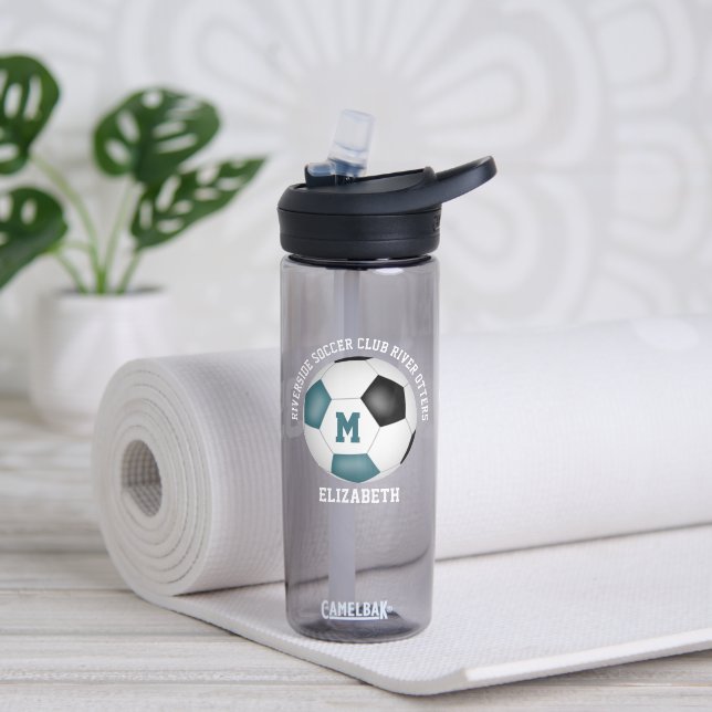 Fußballmannschaft mit aquamarinem schwarzen Fußbal Trinkflasche (Yoga)