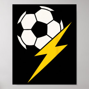 Fußballmannschaft Mit Gelbem Blitz-Teamcoach Poster