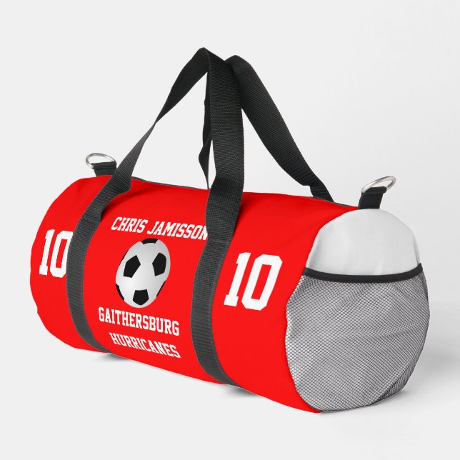 Fußballmannschaft, Trainer oder Spieler rote perso Duffle Bag (Rechte Ecke)