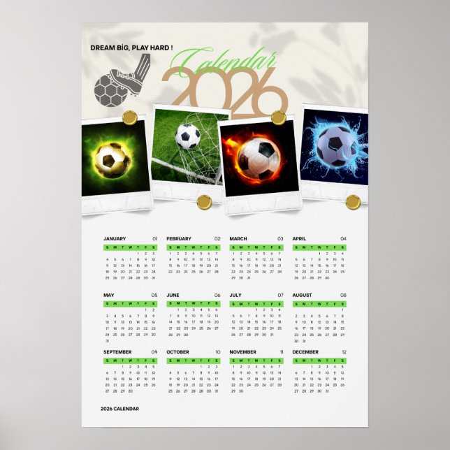 Fußballmotivation 2026 KALENDER Poster (Vorne)