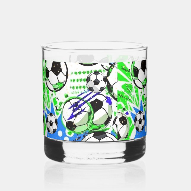 Fußballmuster-Stil Whiskyglas (Vorderseite)