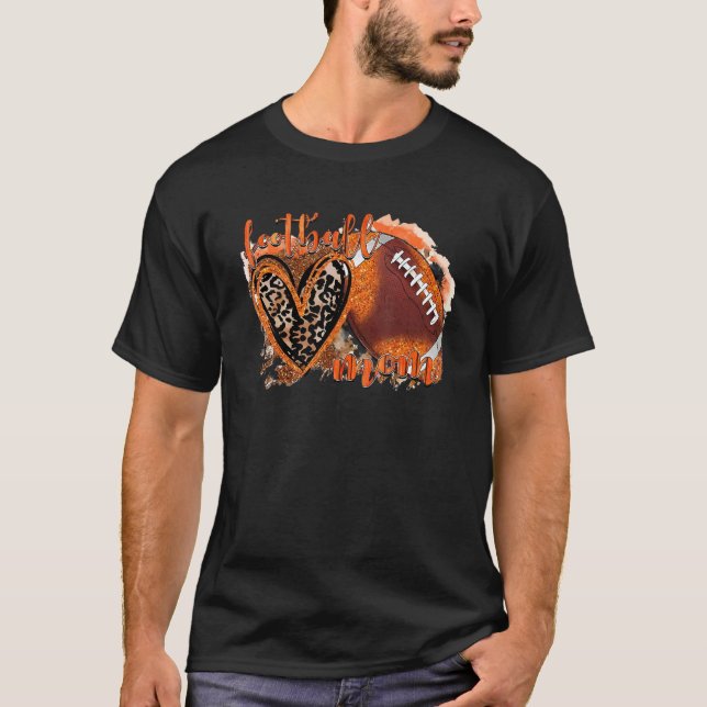 Fußballmutter Leopard Herz Spieltag Frau T-Shirt (Vorderseite)