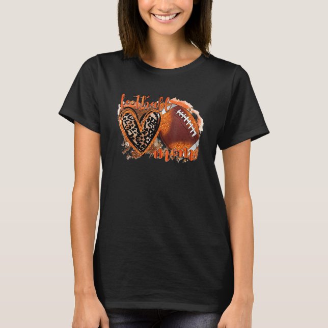 Fußballmutter Leopard Herz Spieltag Frau T-Shirt (Vorderseite)
