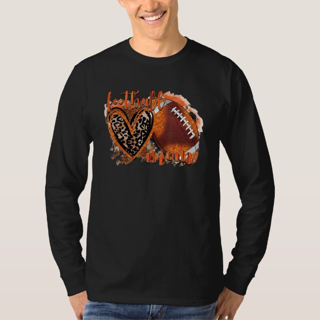 Fußballmutter Leopard Herz Spieltag Frau T-Shirt (Vorderseite)