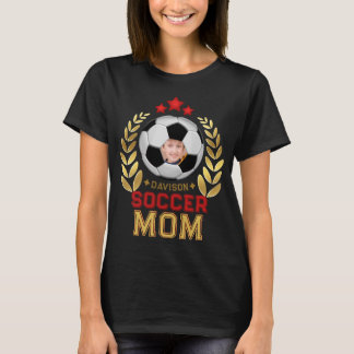 Fußballmutter Lorbeer Stern Custom Foto Name T-Shirt