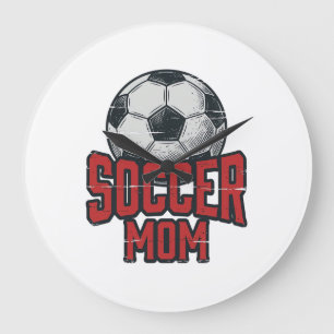 Fußballmutter Retro abgenutztes Sport-Shirt-Design Große Wanduhr