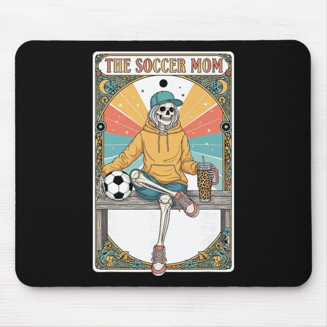 Fußballmutter Tarotkarte Skelett Kaffee Byll Seite Mousepad (Vorne)