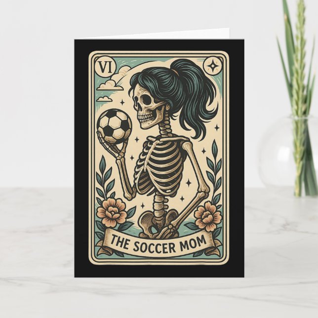 Fußballmutter Tarotkarte Skelett Muttertag Mama  Karte (Vorderseite)