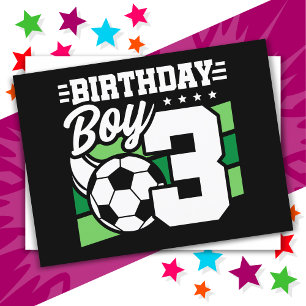 Fußballparty für 3-jährige Jungen zum 3. Geburtsta Postkarte