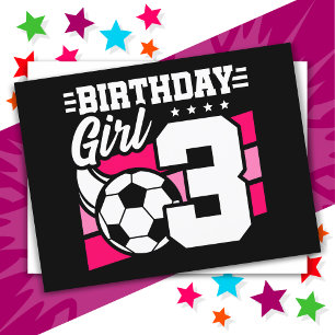 Fußballparty für 3-jährige Mädchen zum 3. Geburtst Postkarte