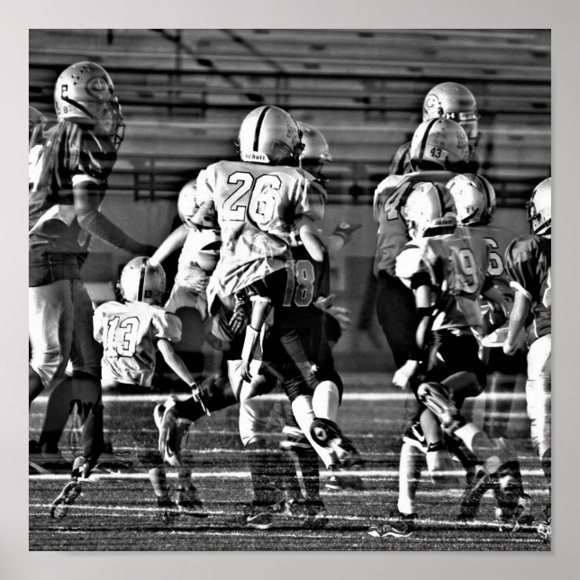 Fußballplakat mit mehrfacher Belichtung Poster (Vorne)