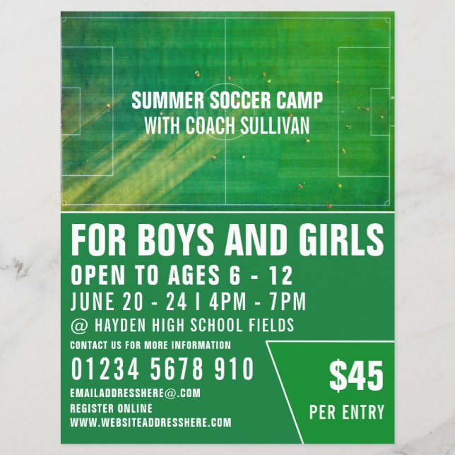 Fußballplatz, Flyer für Fußballwerbung (Vorne)