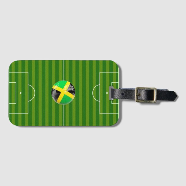 Fußballplatz mit Jamaika-Flaggen-Ball Gepäckanhänger (Vorderseite (Horizontal))