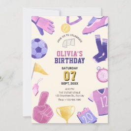 Fußballrosa lila Spiel Einladung