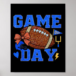 Fußballsaison Game Day Football Mama Blau Gold B Poster