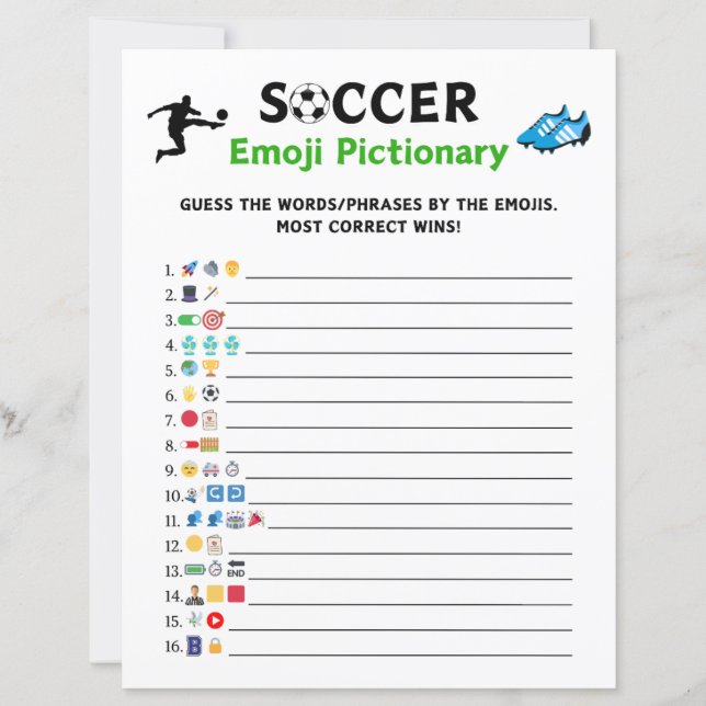 Fußballspiel Emoji Pictionary (Vorderseite)