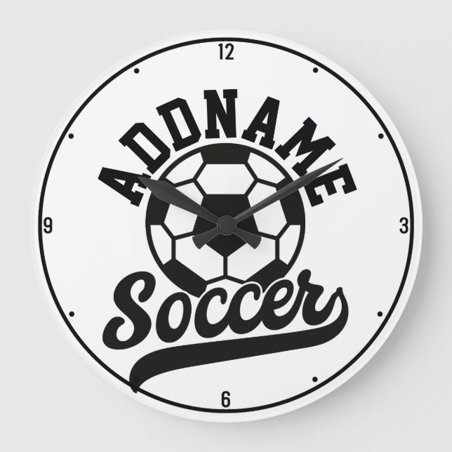 Fußballspieler ADD NAME Football Team Personalisie Große Wanduhr (Vorderseite)