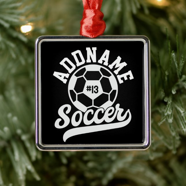 Fußballspieler ADD NAME Football Team Personalisie Ornament Aus Metall (Baum)