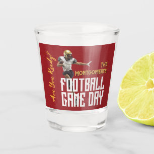 Fußballspieler auf Rot Game On Schnapsglas