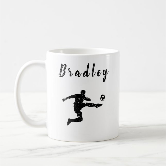 Fußballspieler Champ Ball Kick Grunge Personalisie Kaffeetasse (Links)