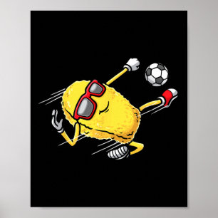 Fußballspieler Chicken Nugget spielt Fußball Mädch Poster