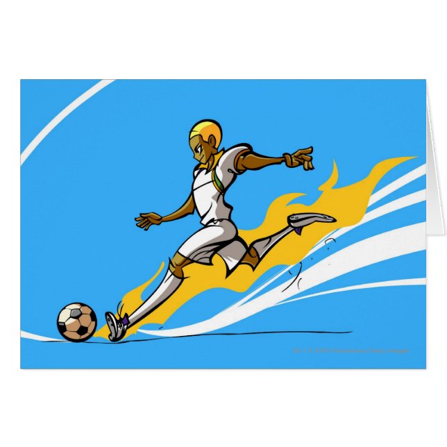 Fußballspieler, der einen Fußball tritt (Vorderseite (Horizontal))
