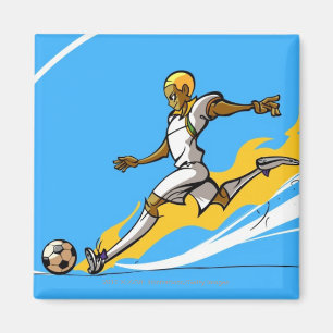 Fußballspieler, der einen Fußball tritt Magnet