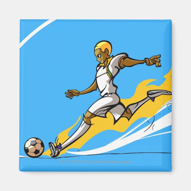 Fußballspieler, der einen Fußball tritt Magnet (Vorne)