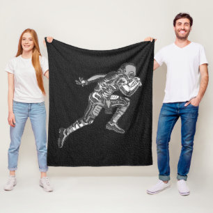 Fußballspieler, der Quarterback Black Silver läuft Fleecedecke
