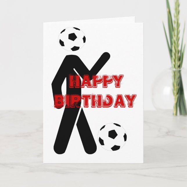 Fußballspieler, glücklich, Geburtstag Karte (Vorderseite)