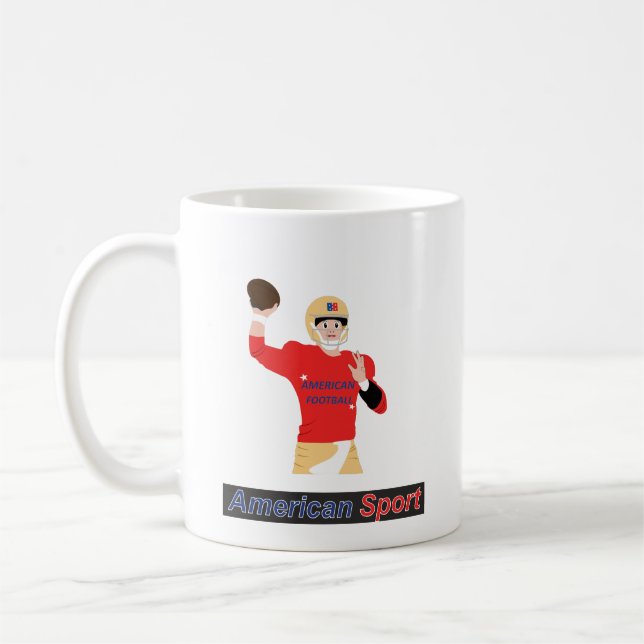 Fußballspieler in Aktion mit Handball Kaffeetasse (Links)