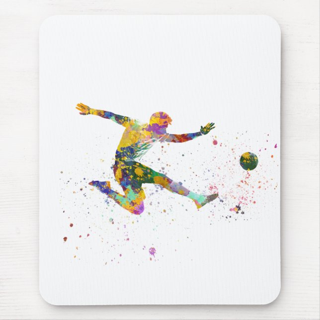 Fußballspieler in Aquarell Mousepad (Vorne)