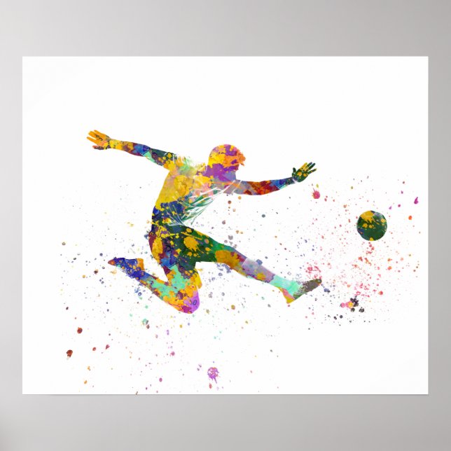 Fußballspieler in Aquarell Poster (Vorne)