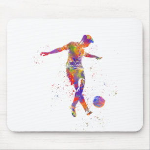 Fußballspieler in Aquarellfarbe Mousepad
