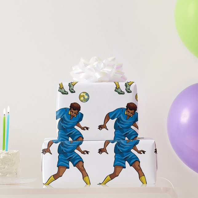 Fußballspieler in Blau Geschenkpapier (Von Creator hochgeladen)