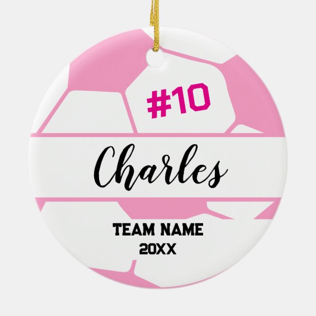 Fußballspieler | Individuelle Name-Nummer und Team Keramik Ornament (Hinten)