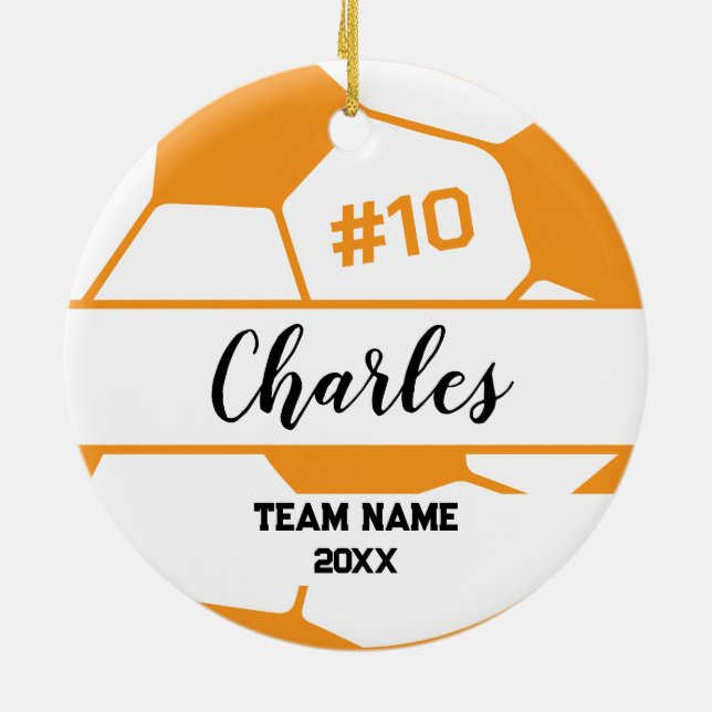 Fußballspieler | Individuelle Name-Nummer und Team Keramik Ornament (Hinten)